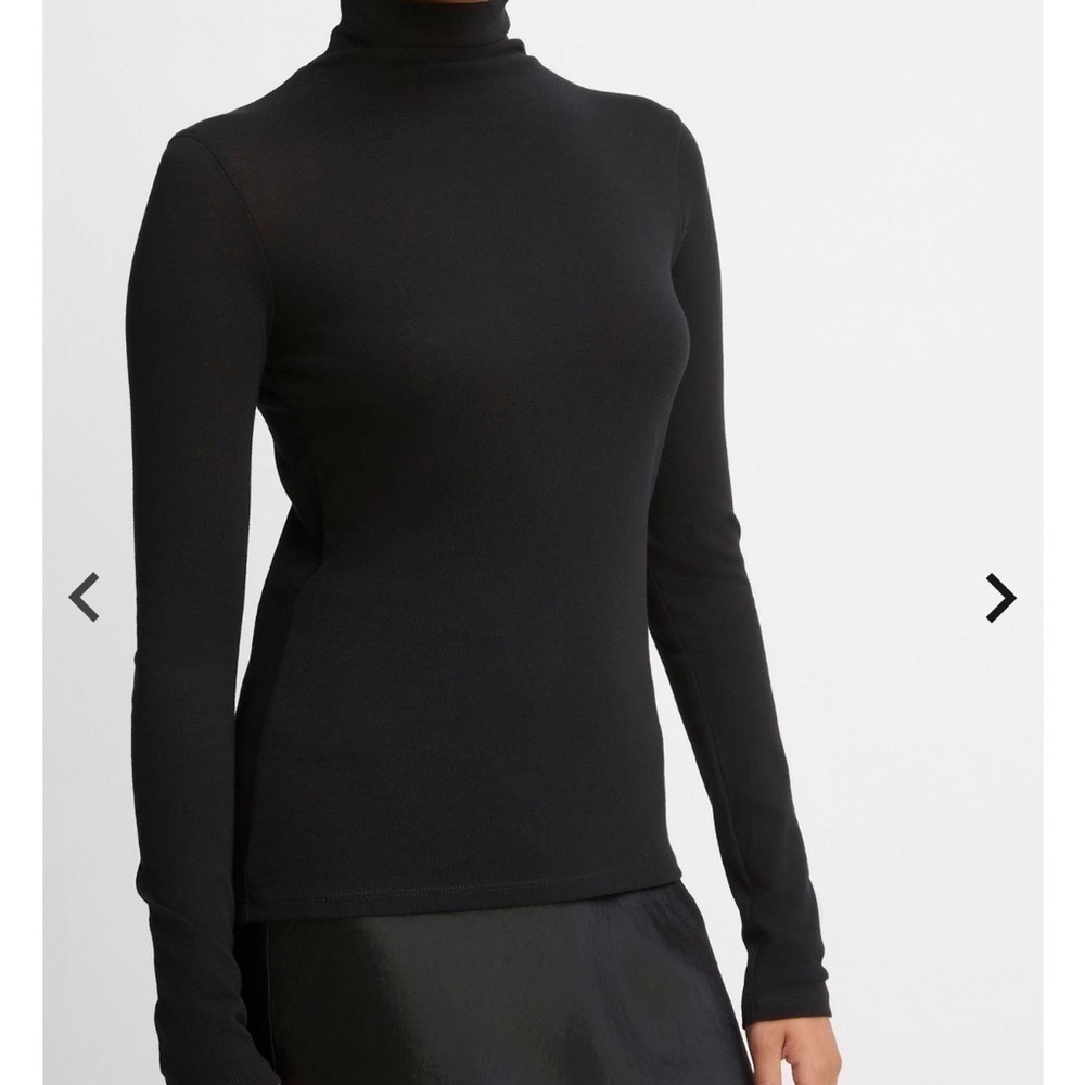 VINCE Essential Long Sleeve Top Turtleneck Black Seamless Shirt Women’s Sz M